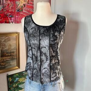 sami and jo blue floral corset style tank top